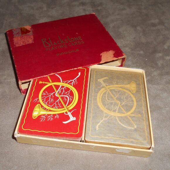 Fox Hunting Bugle w/Whip Blackstone 2 Deck Pinochle Cards Arrco 1 Sealed Deck - Picture 2 of 8